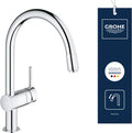 Grohe minta keukenkraan - hoge c-uitloop - met uittrekbare handdouche - 1 straalstand - chroom