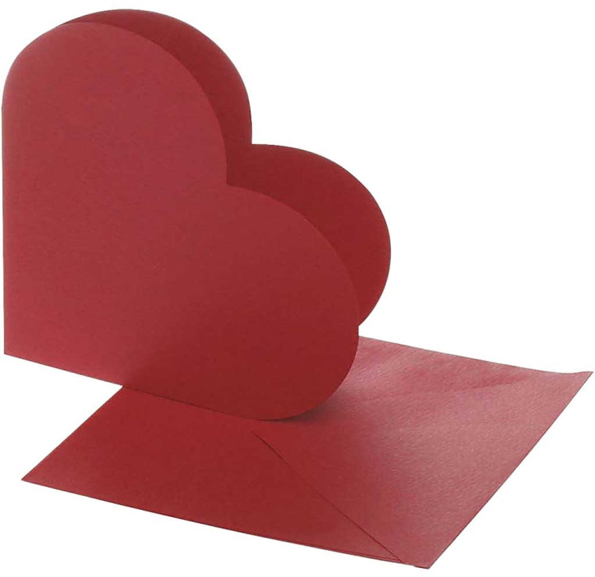 Creotime hartvormige kaarten, afmeting kaart 12,5x12,5 cm, afmeting envelop 13,5x13,5 cm, rood, 10sets