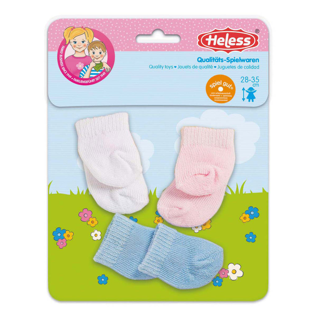 Socken ohne Absatz für Puppen – 3 Paar, 28–35 cm