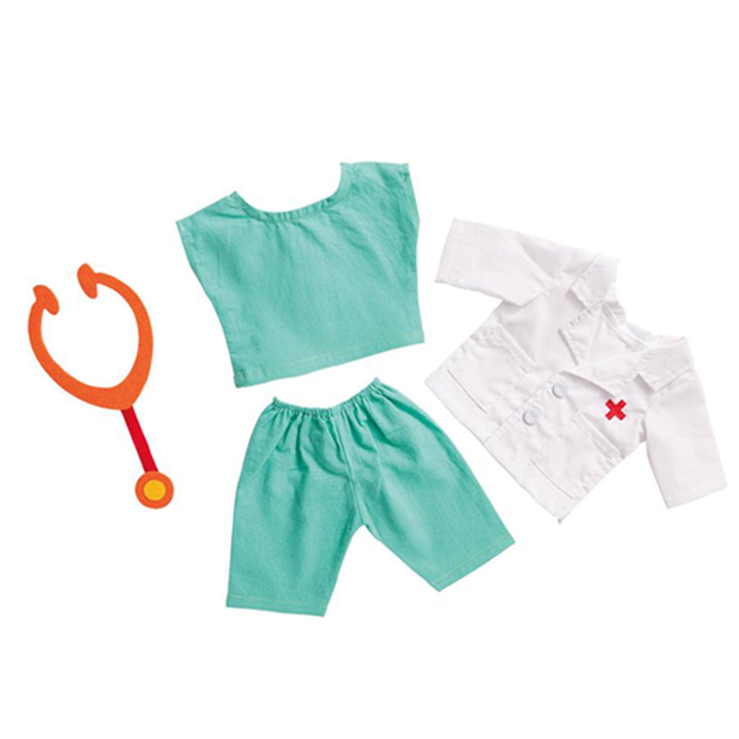 Puppenarzt-Outfit mit Stethoskopkopf, 38-45 cm