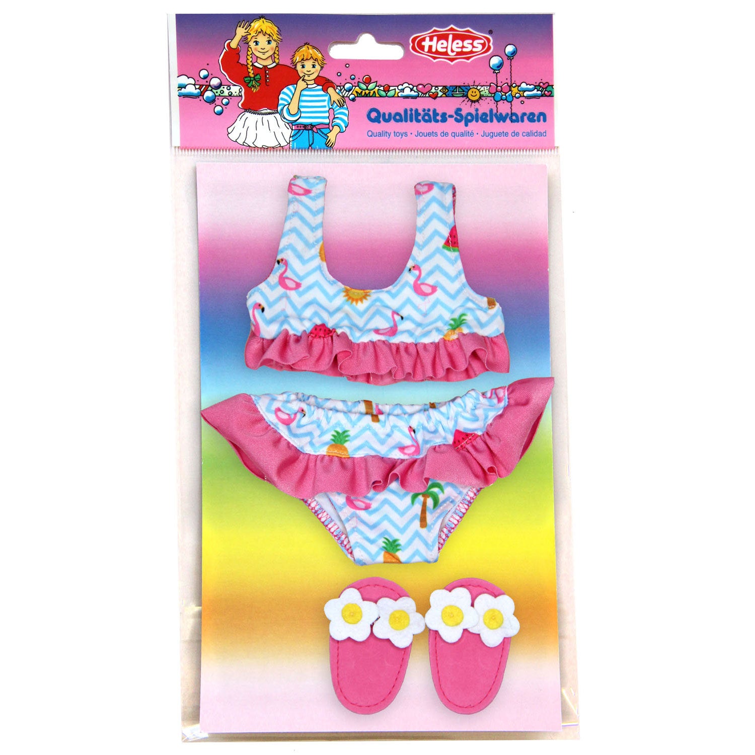 Welpenbikini mit Flamingohäusern, 35-45 cm