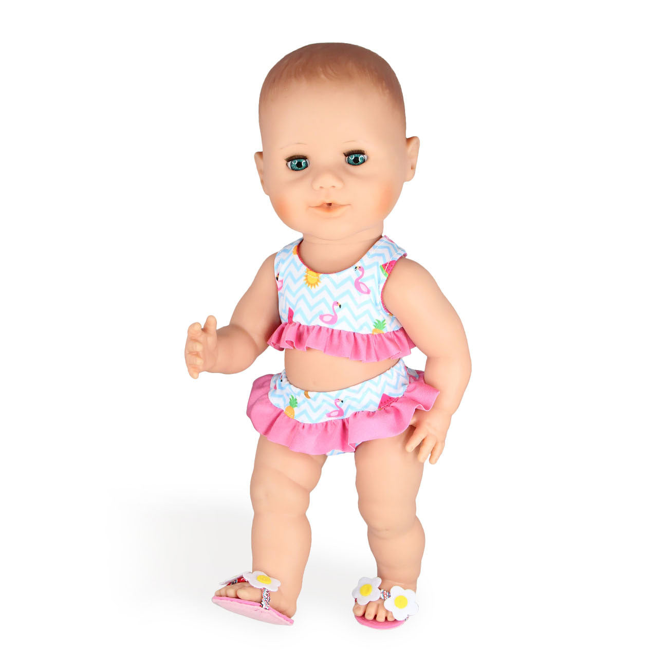 Welpenbikini mit Flamingohäusern, 35-45 cm