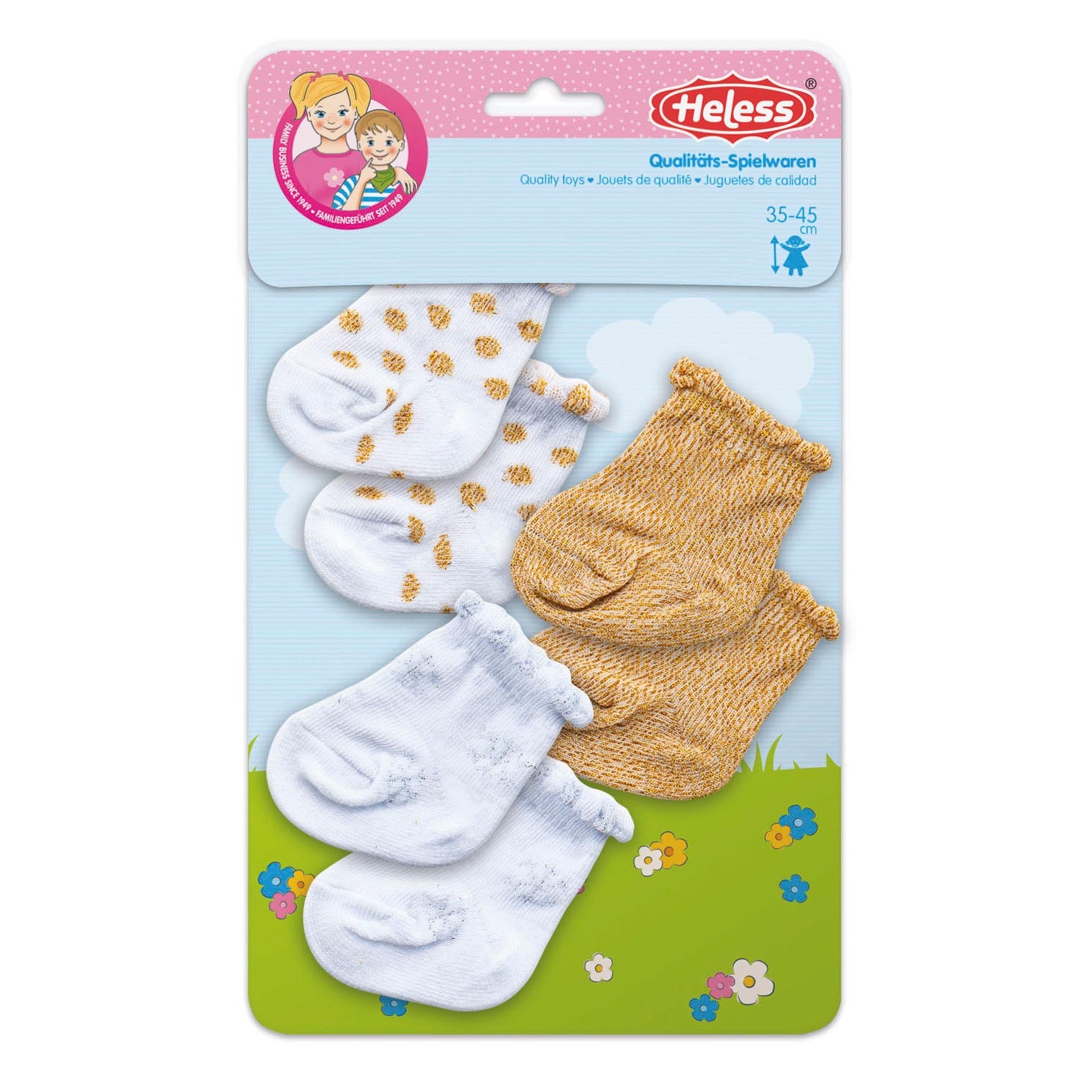 Glitzernde Socken für Puppen ohne Absätze – 3 Paar, 28–35 cm