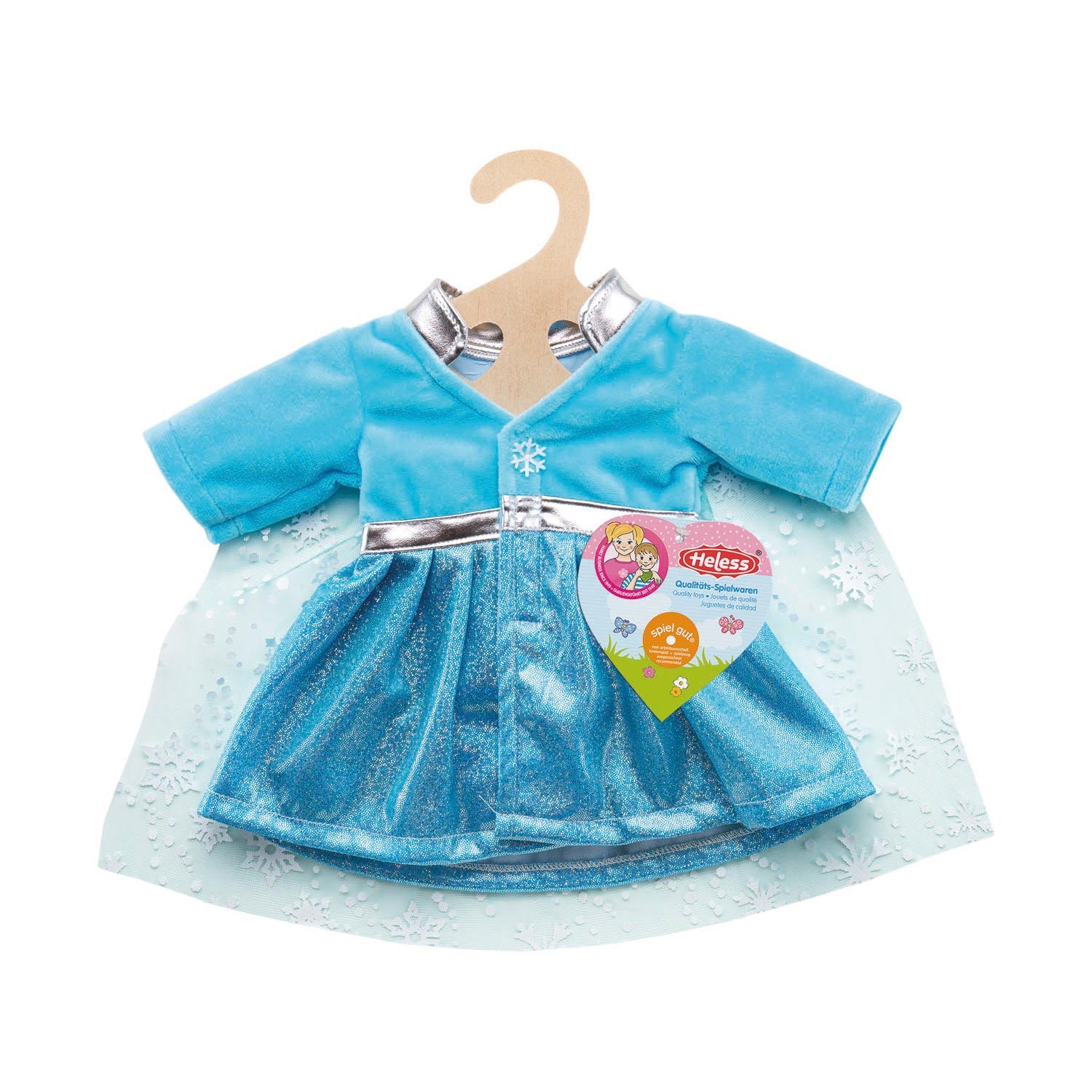 Heless poppenjurk ijsprinses met cape, 35-45 cm