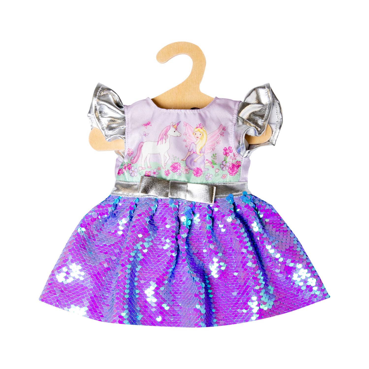 Heless poppenjurk fee en eenhoorn met sequins en kroon, 35-45 cm