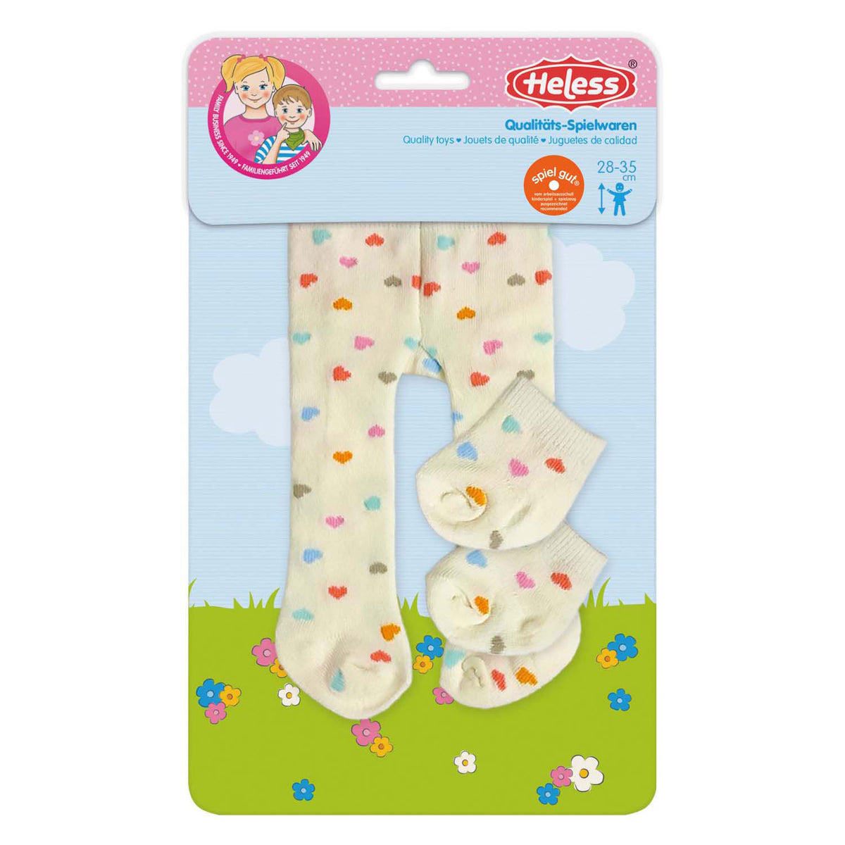 Heless poppen maillot met sokjes hartjesconfetti, 28-35 cm