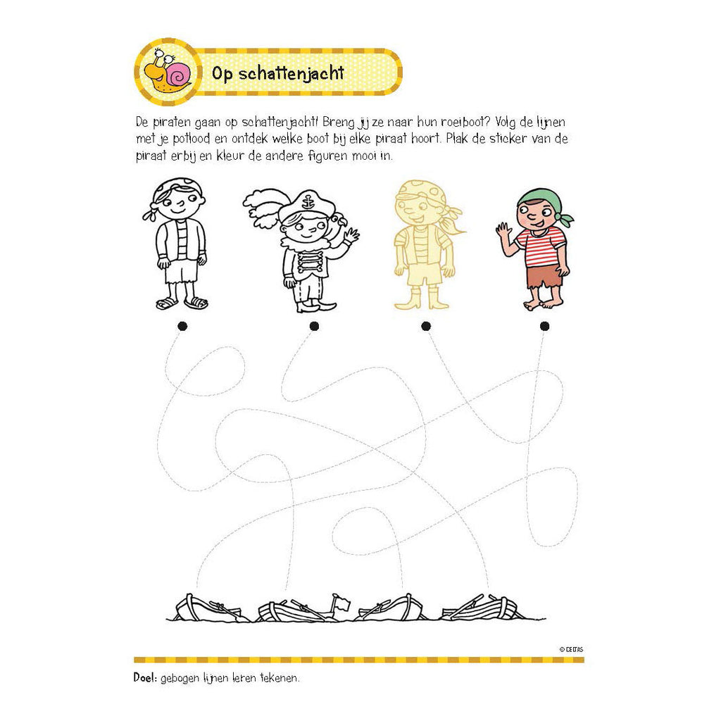 Deltas oefenboek met stickers - eerste schrijfspelletjes (5-6 jaar)