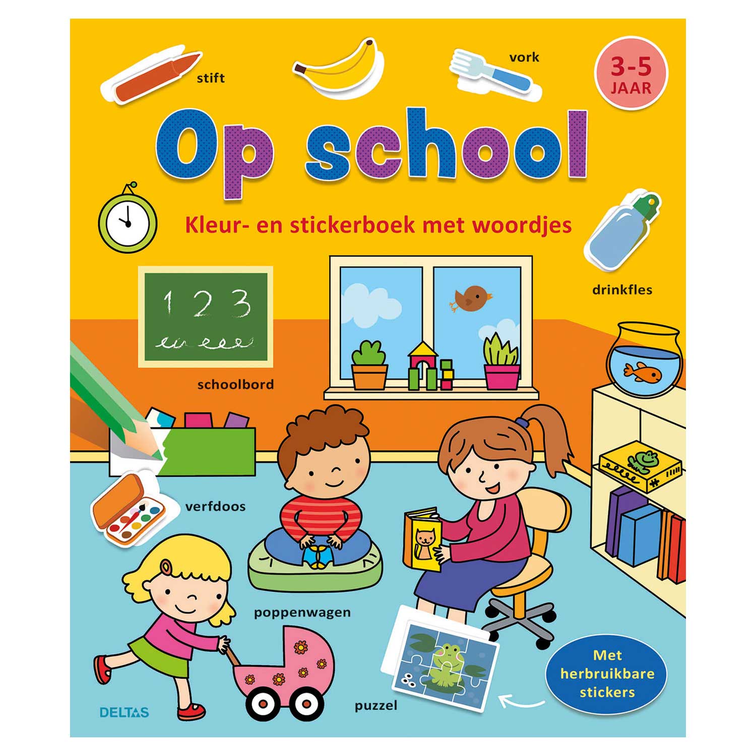 Deltas Mal- und Stickerbuch mit Wörtern - in der Schule