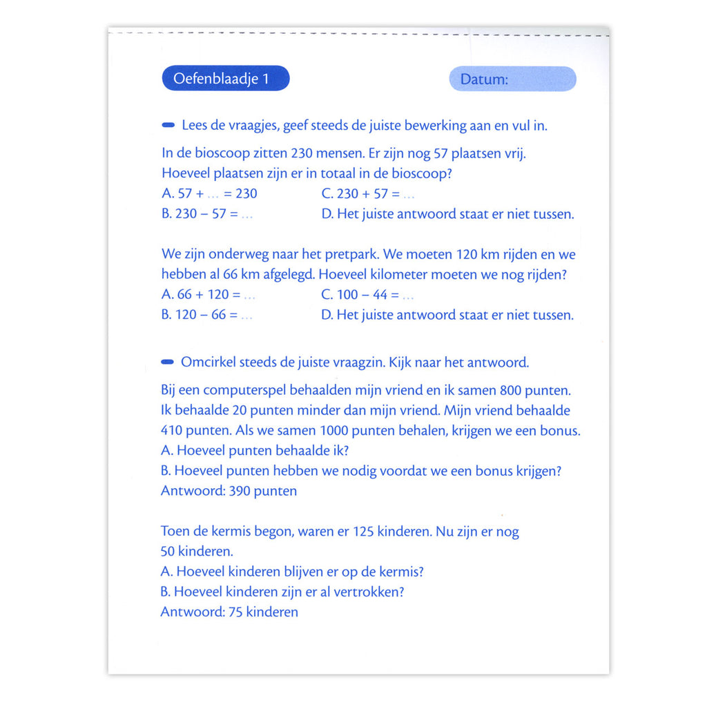 Deltas oefenblaadjes vraagstukken rekenraadsels (8-9 j.)