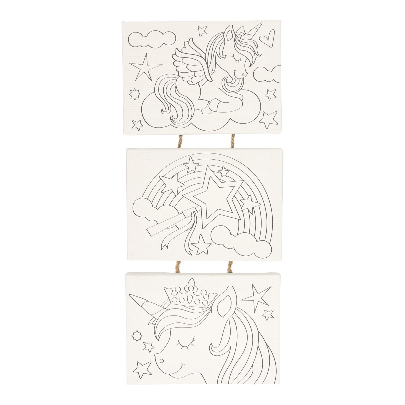 Wins holland canvas schilderset eenhoorn, set van 3 stuks.