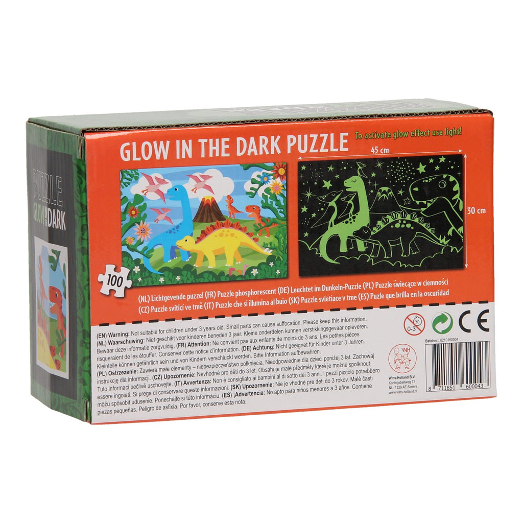 Leuchtpuzzle im Dunkeln - Dinos, 100 Teile.