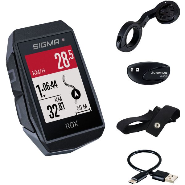 Sigma ROX 11.1 EVO GPS HR Fahrradcomputer-Set mit kurzer Butler-Lenkerhalterung – Schwarz
