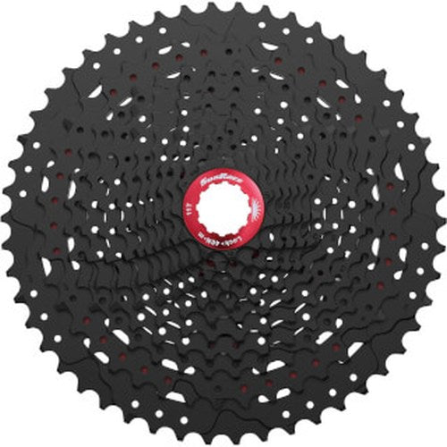 12-Gang-Kassette Sunrace CSMZ90 11-50T – schwarz mit rotem Kettenblatt