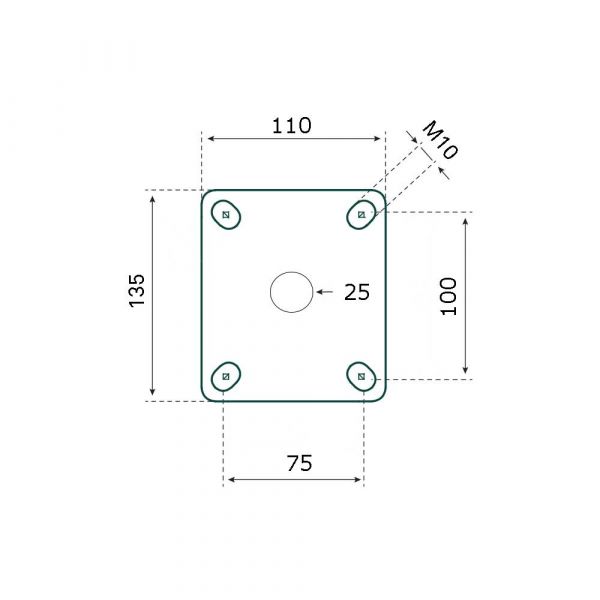 Tarsus bokwiel 160 mm. zwart