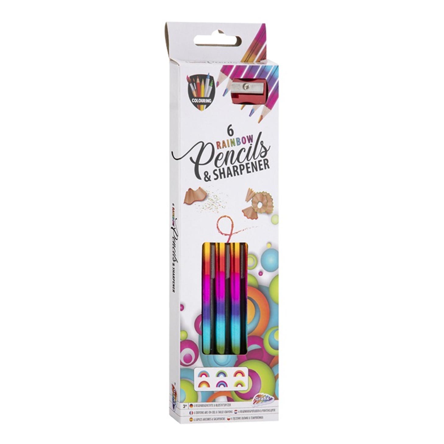 Grafix-Bleistifte mit Anspitzer, Regenbogenfarben