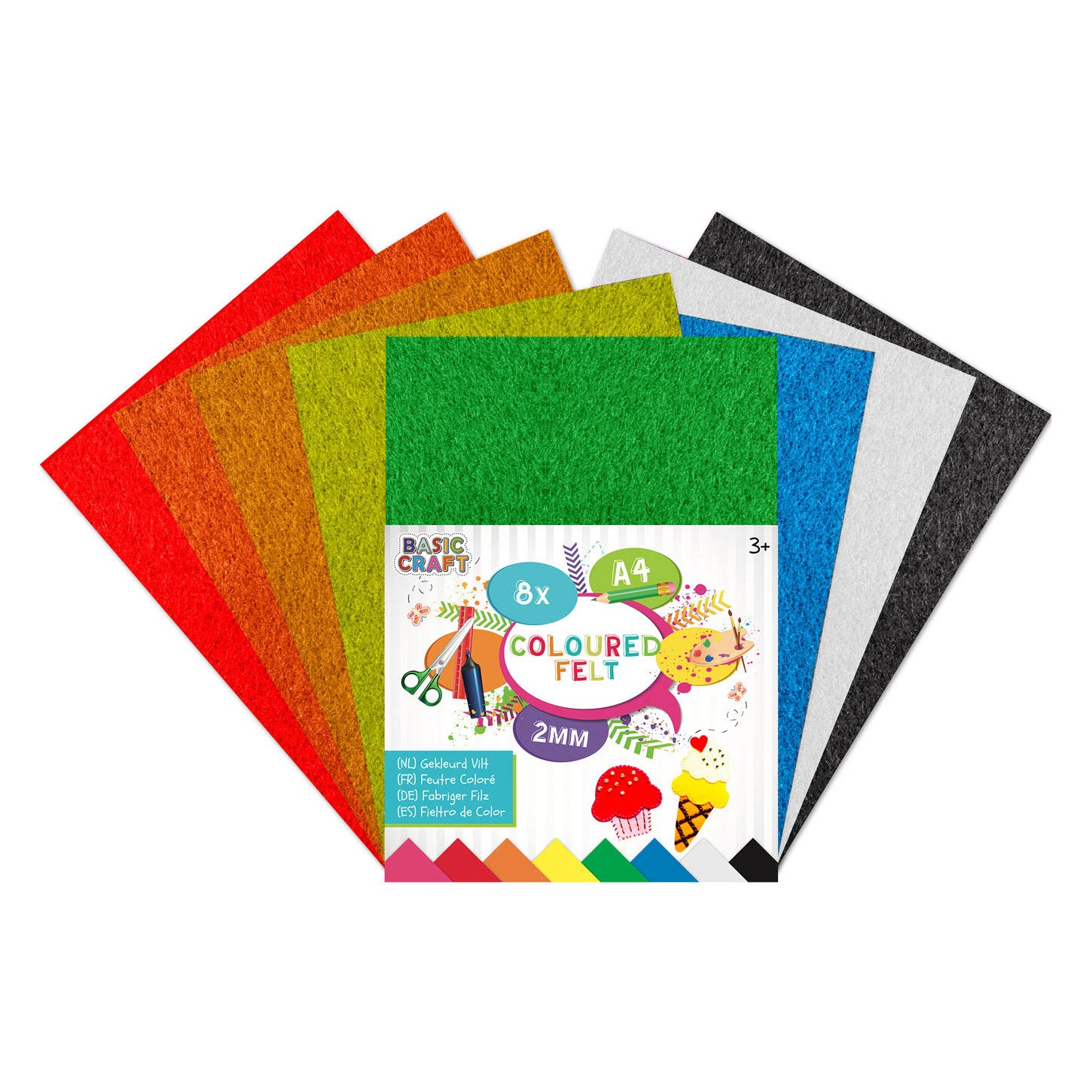 Creative Craft Group farbiger Filz A4, 8 Blätter