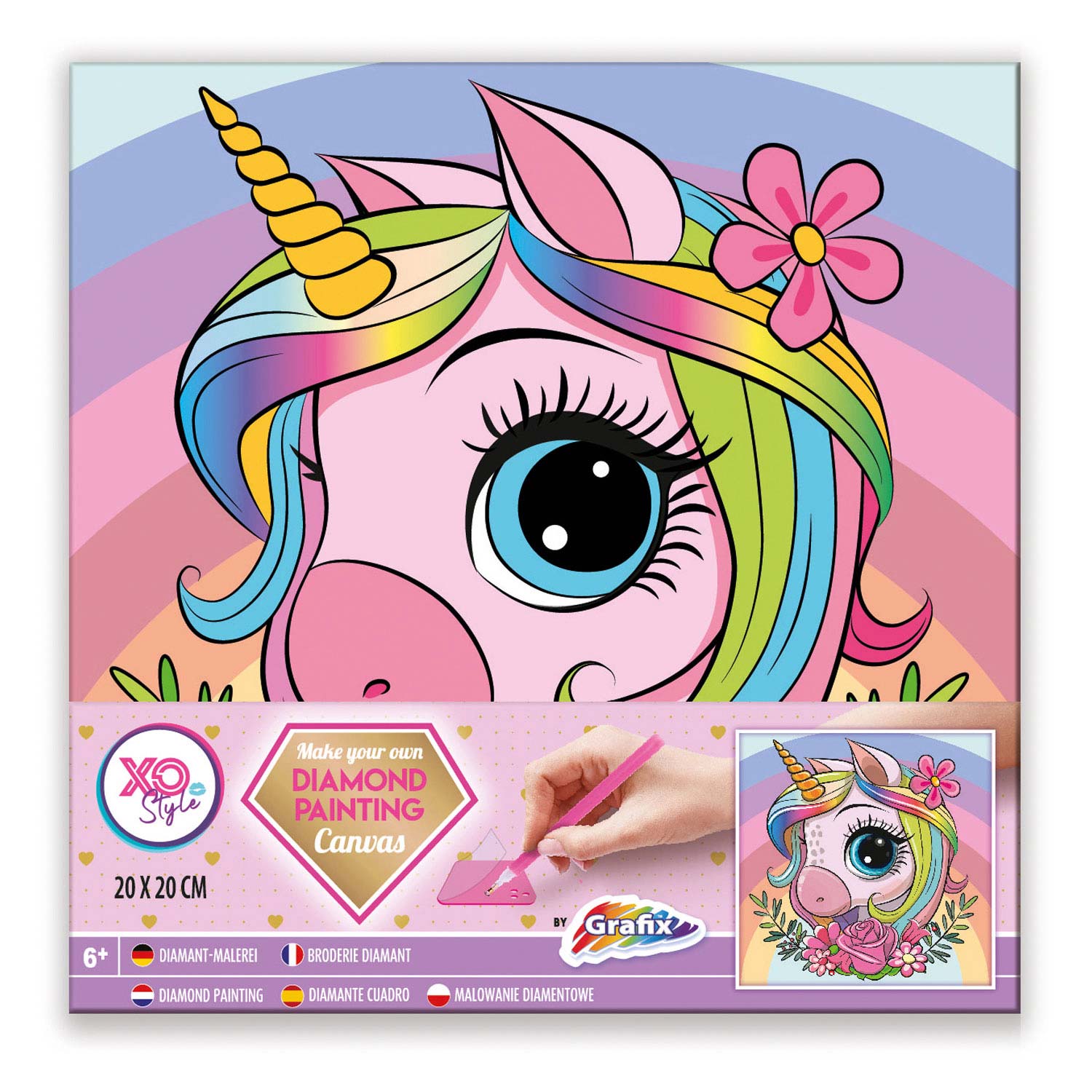Bastelsatz Diamond Painting Leinwand - Einhorn