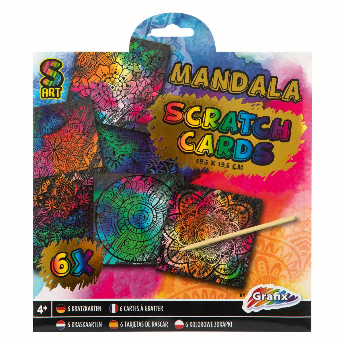 Grafix scratch kaarten, 6st. - mandala