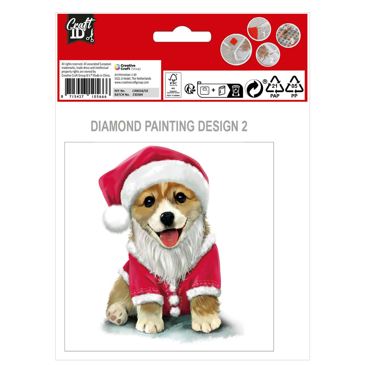 Grafix Diamantmalerei zum Selbermachen von Weihnachtskarten, 2 Stück.