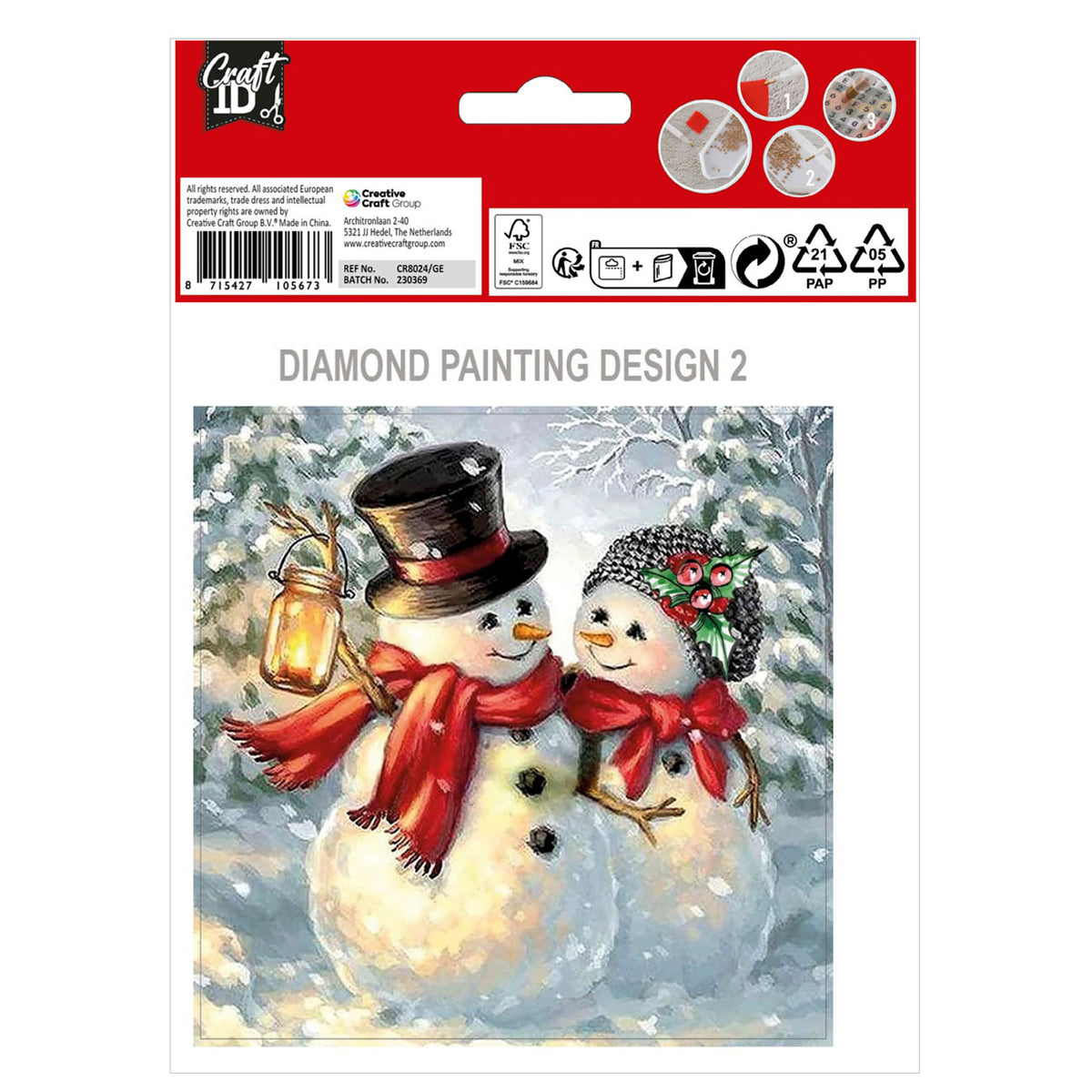 Grafix Diamantmalerei zum Selbermachen von Weihnachtskarten, 2 Stück.