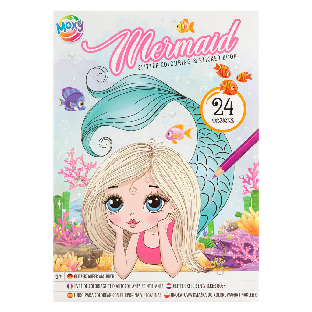 Kreative Bastelgruppe Glitzer-Mal- und Stickerbuch Einhorn Meerjungfrau