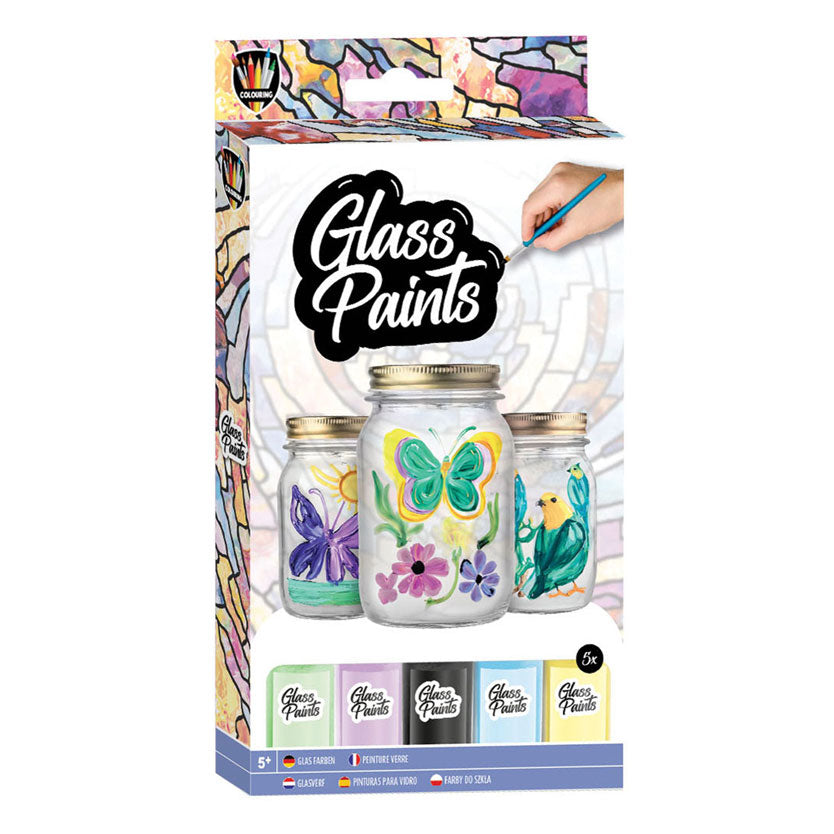 Creative Craft Group Glasmalfarbe mit Pinsel, 5 x 22 ml