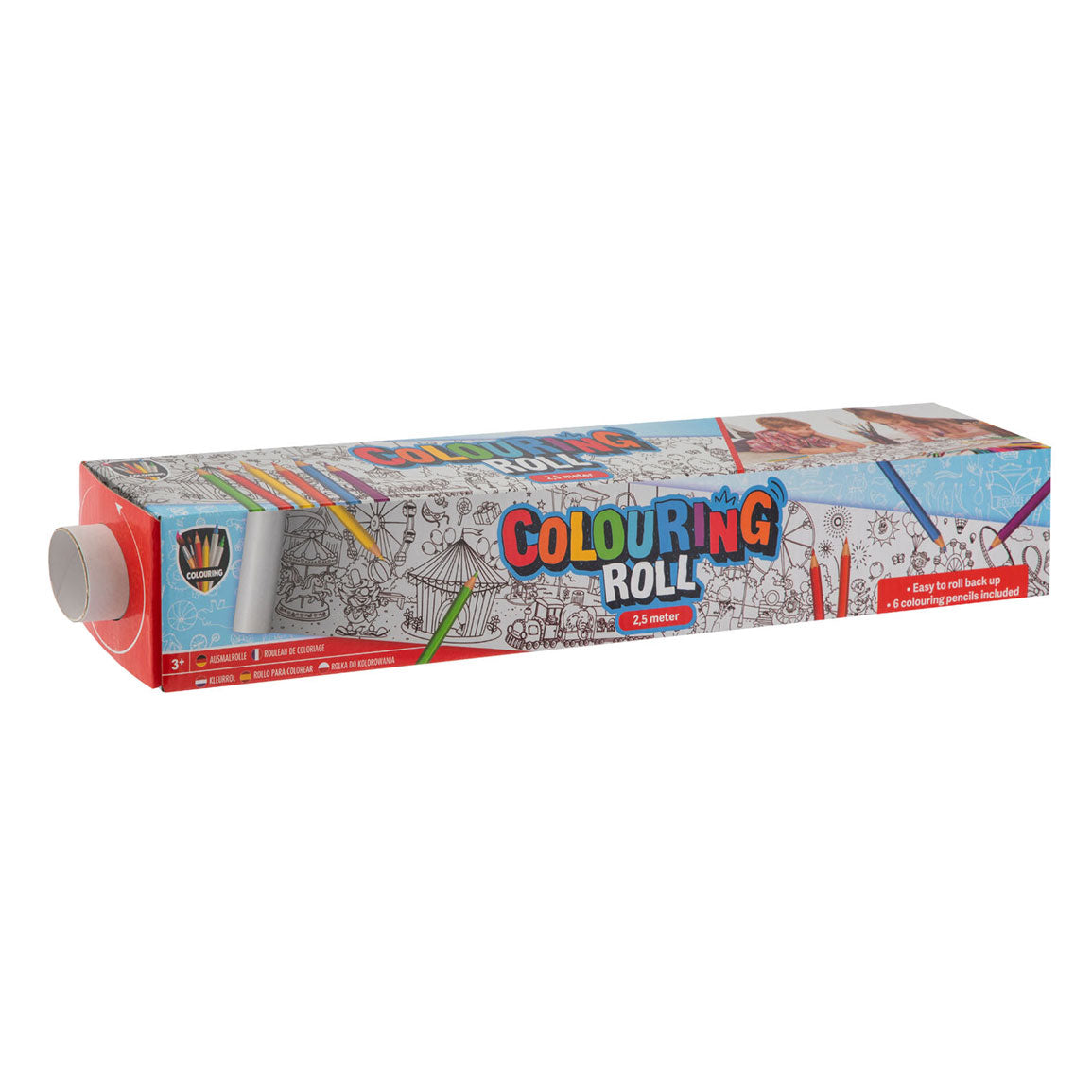 Creative craft group kleurrol met print en 6 kleurpotloden, 250x42cm