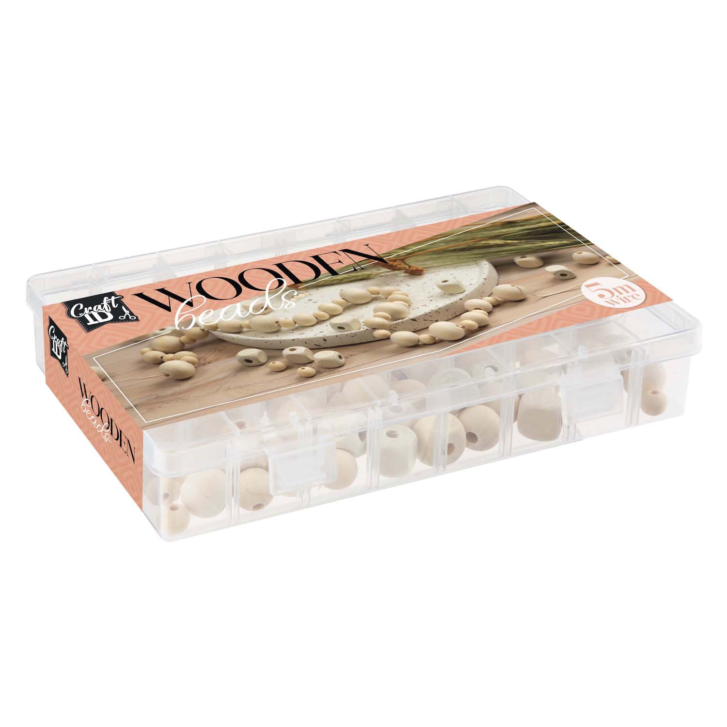 Craft id houten kralenset met koord, 130 gram