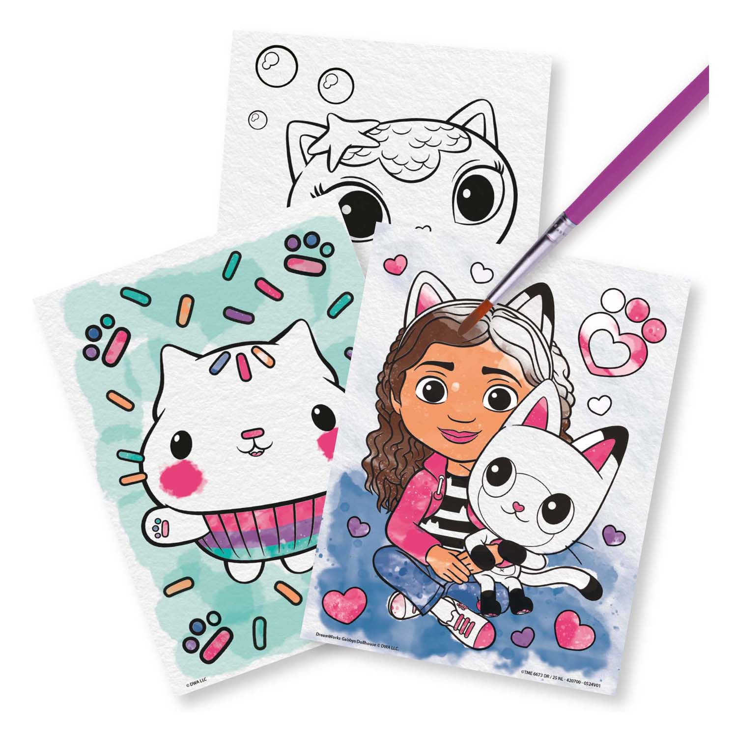 Kreatives Bastelset „Malen mit Wasser: Gabbys Puppenhaus“, 7-teilig.