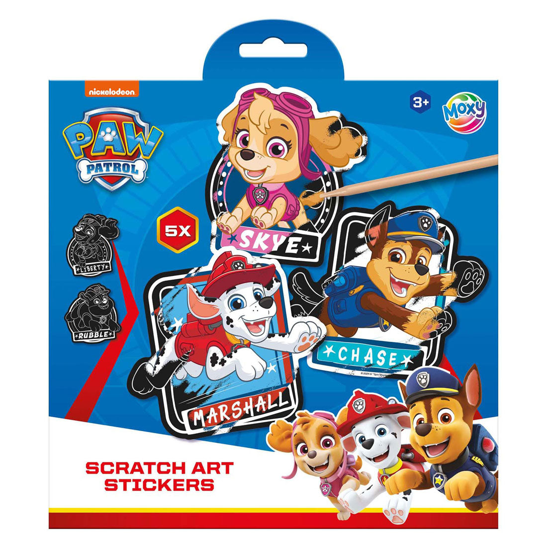 Moxy scratch art stickers - paw patrol, 6dlg.