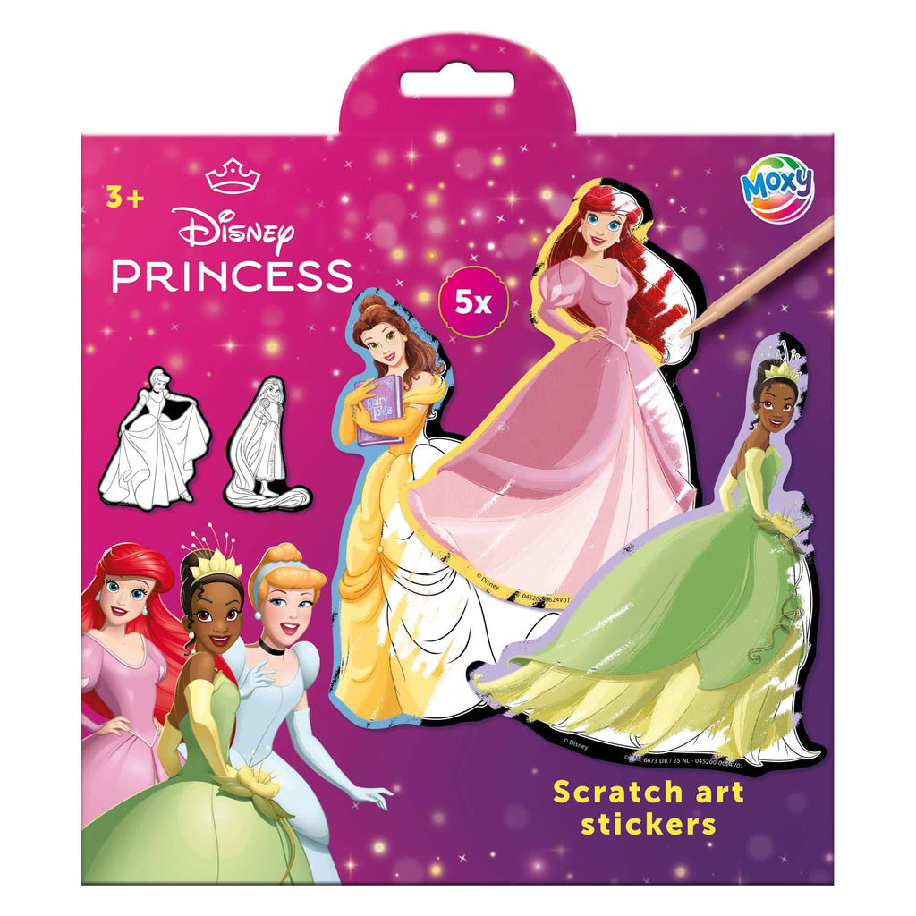 Moxy scratch art stickers - disney princess, 6dlg.