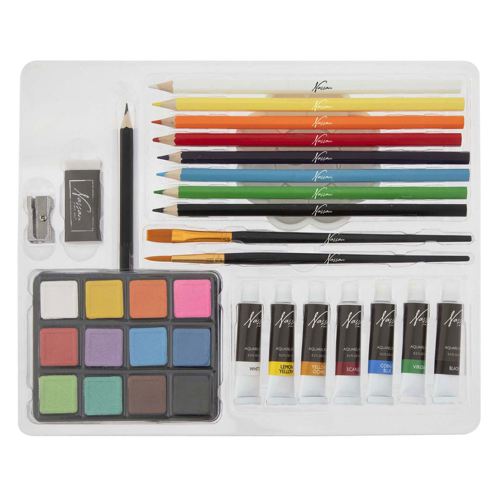 Creative Craft Group Aquarellfarben- und Zeichenset, 34-teilig.
