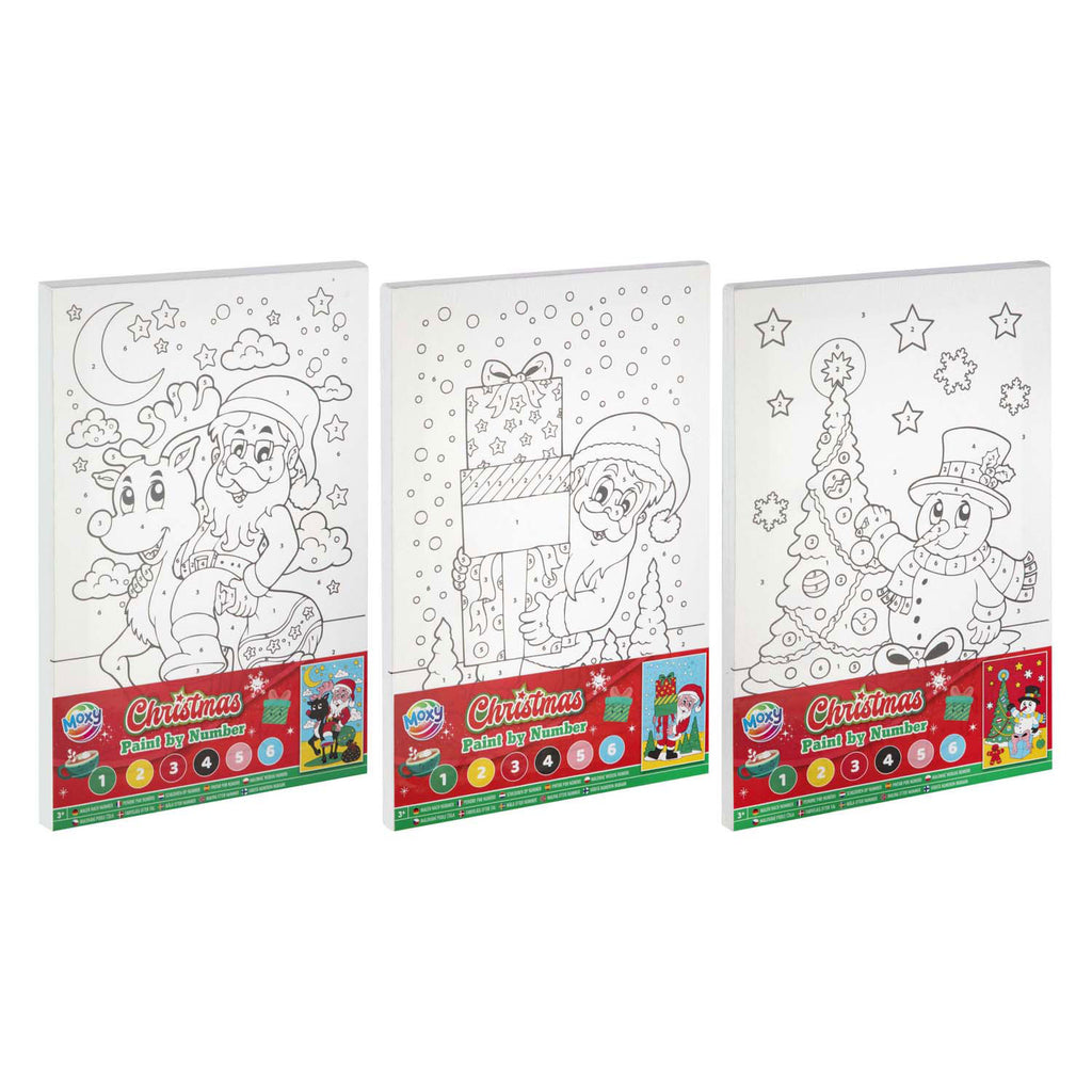 Creative craft group canvas schilderen op nummer kerstmis - incl 6 kleuren verf en penseel