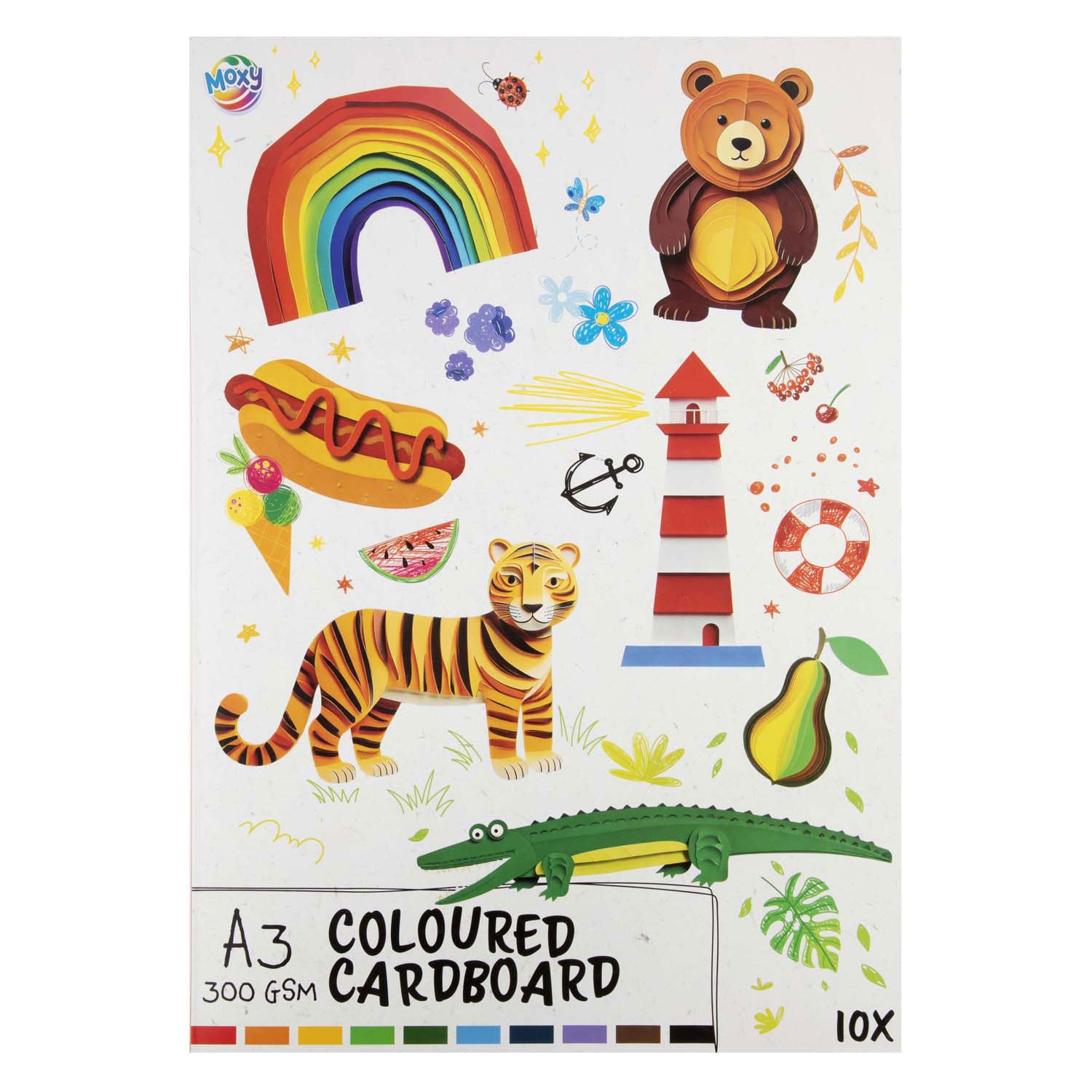 Creative craft group gekleurd karton a3, 10 vellen - 10 kleuren, 300 gsm