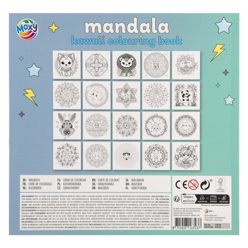 Moxy kleurboek mandala kawaii 20p