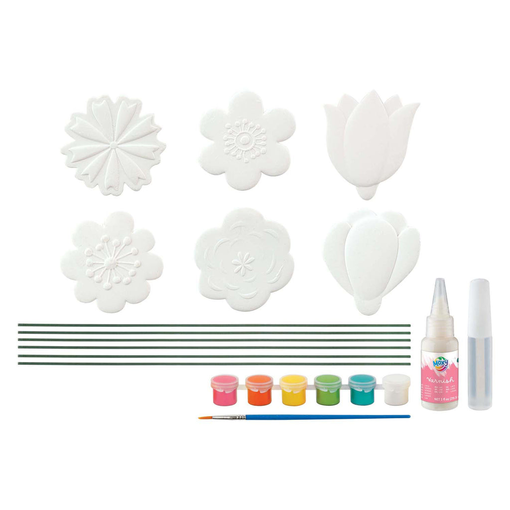Creative craft group maak-je-eigen tuinprikkers incl. 6 verfkleuren 1 kwast