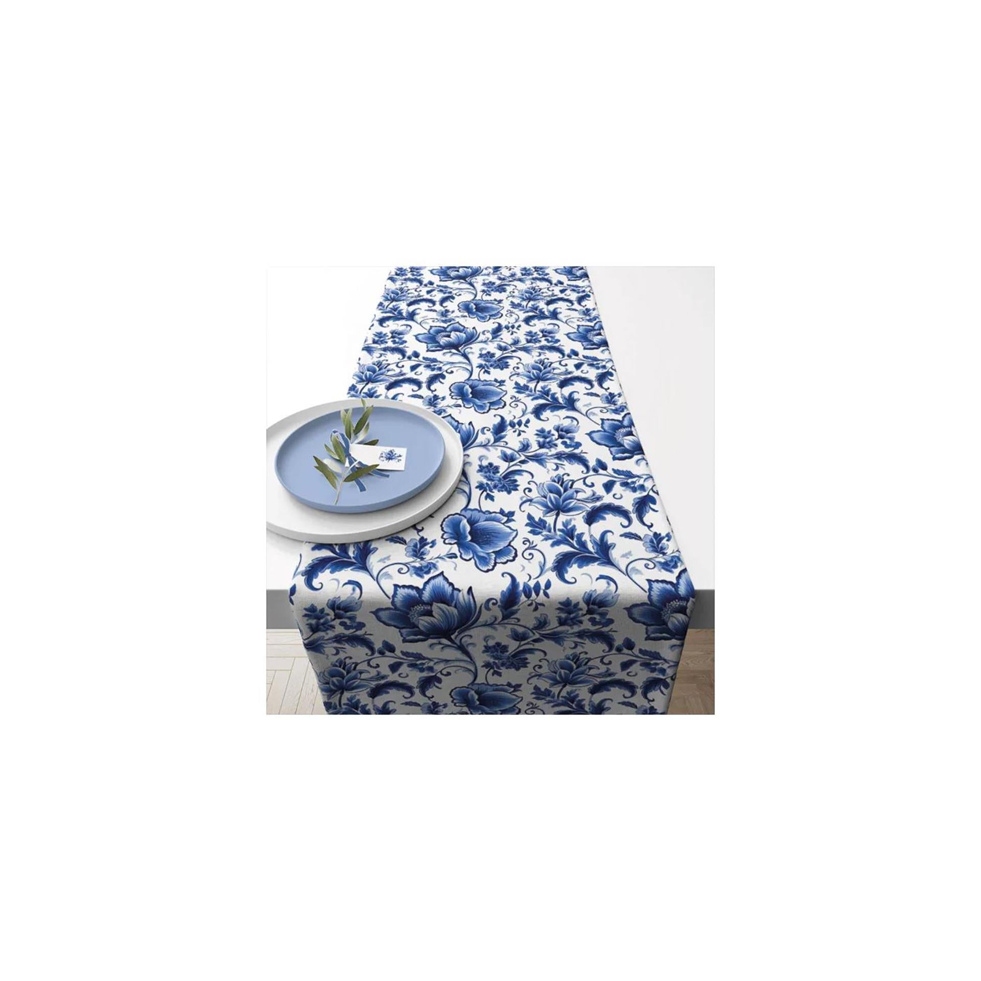 Ambiente tafelloper 40x150cm delft blauw florals