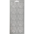 Stickers, harten, vel 10x23 cm, zilver, 1 vel