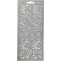 Stickers, deco bladeren, vel 10x23 cm, zilver, 1 vel