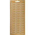 Stickers, kiitos, vel 10x23 cm, goud, 1 vel