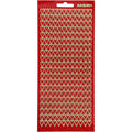 Stickers, harten, vel 10x23 cm, goud, rood glitter, 1 vel
