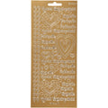 Stickers, hyvaa ystävänpäivää, vel 10x23 cm, goud, 1 vel