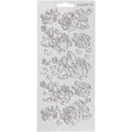 Stickers, rozen, vel 10x23 cm, zilver, 1 vel