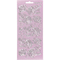 Stickers, rozen, vel 10x23 cm, zilver, 1 vel