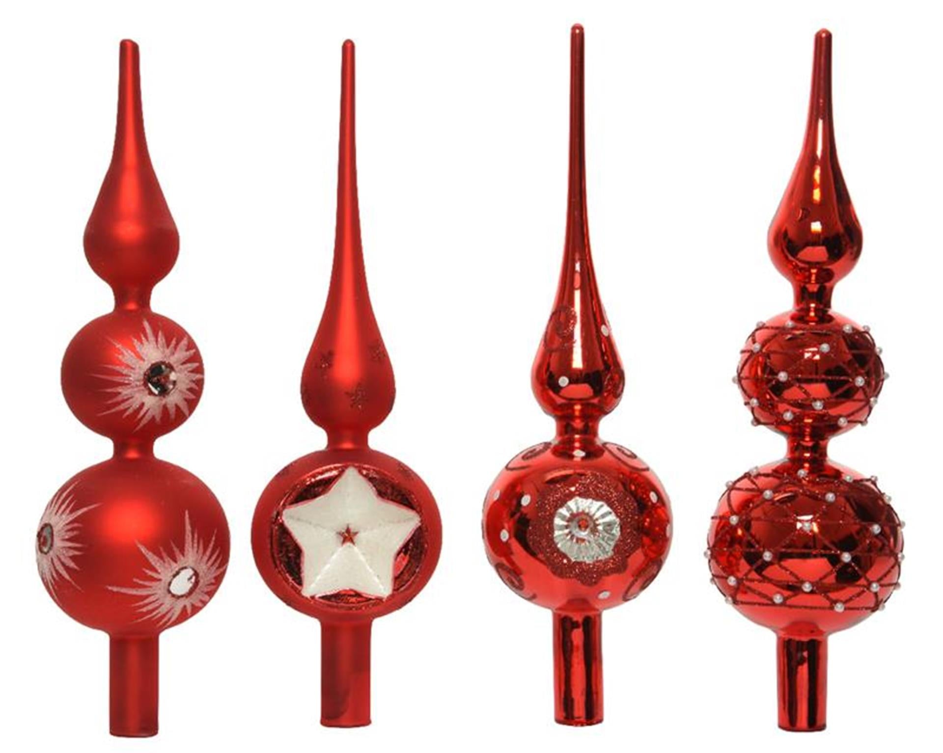 Decoris piek glas kerstrood 31cm