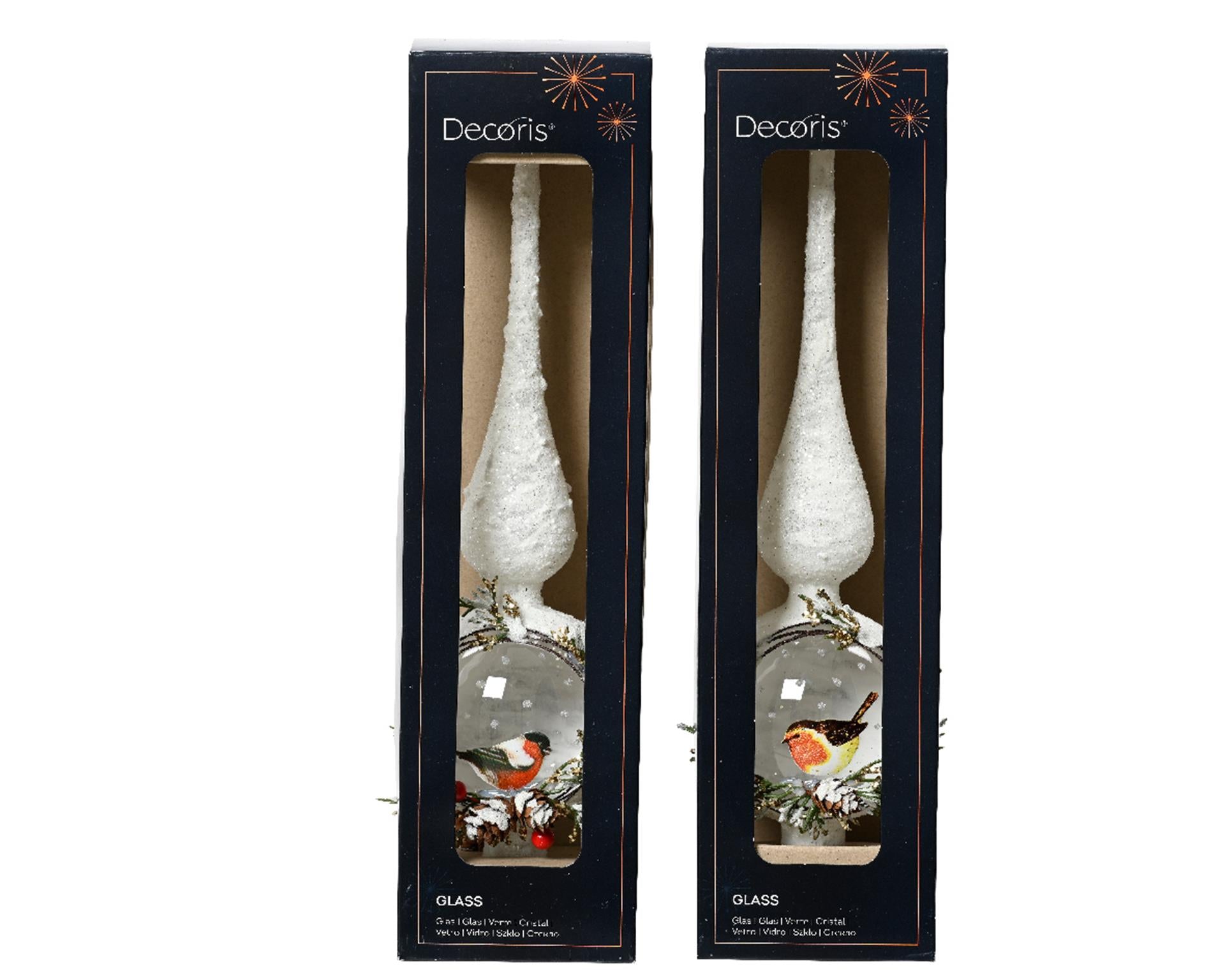 Decoris piek roodborstje glas 31cm