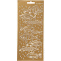 Stickers, vissen, vel 10x23 cm, goud, 1 vel