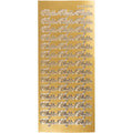 Stickers, tillykke, vel 10x23 cm, goud, 1 vel