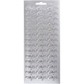 Stickers, tillykke, vel 10x23 cm, zilver, 1 vel