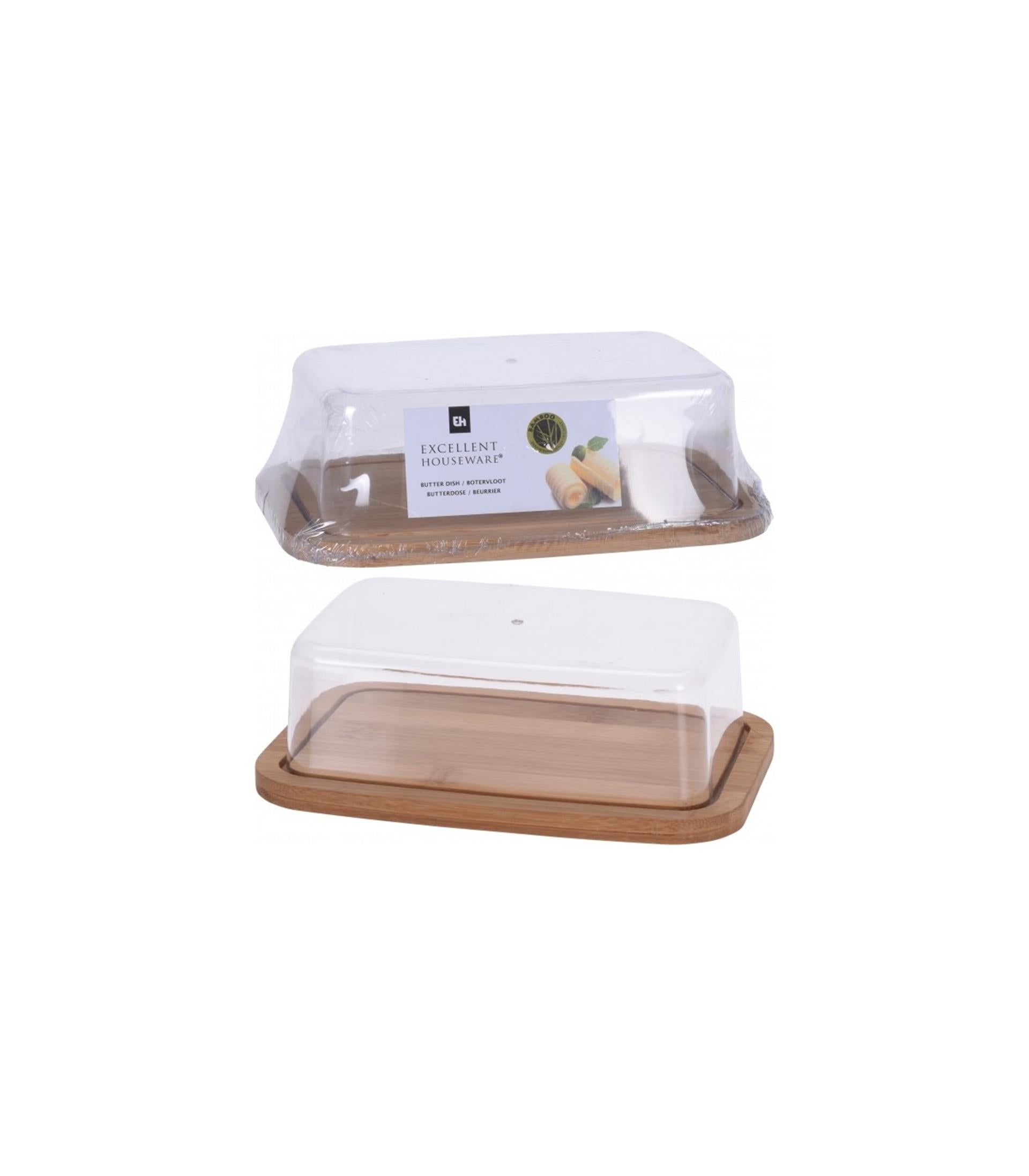 Excellent houseware botervloot met bamboe deksel